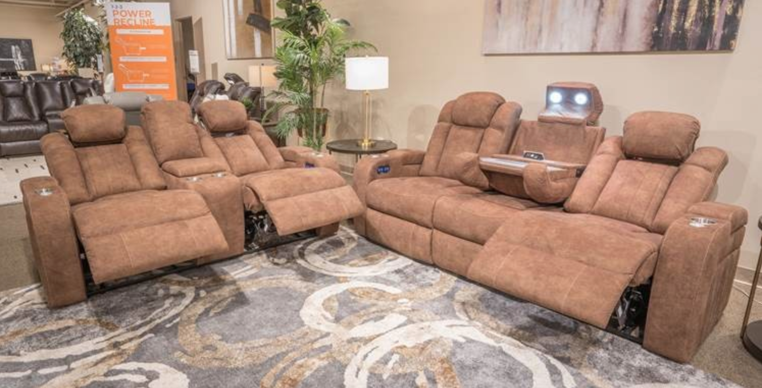 Jamestown motion espresso loveseat deals