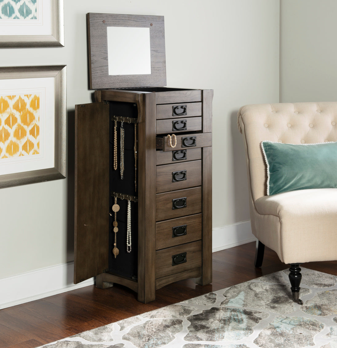 Gray jewelry deals armoire