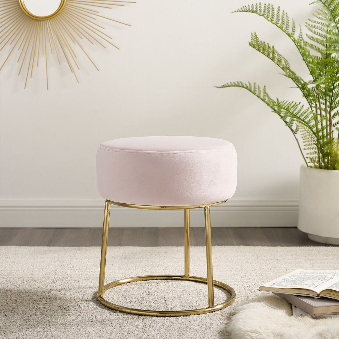 Pink store plush stool