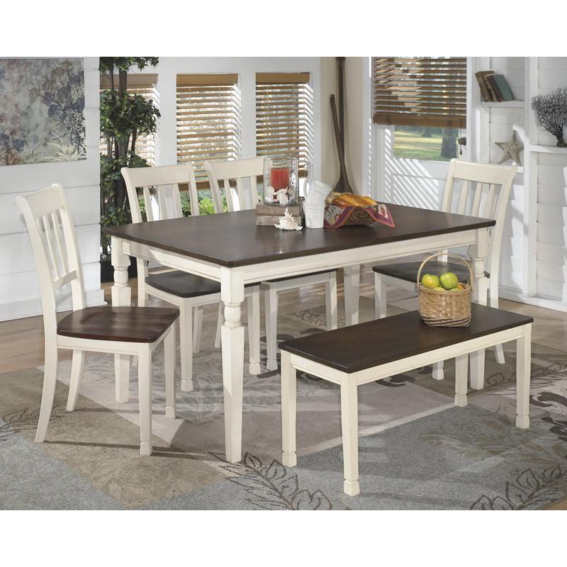 Whitesburg dining table and 4 chairs shop and bench