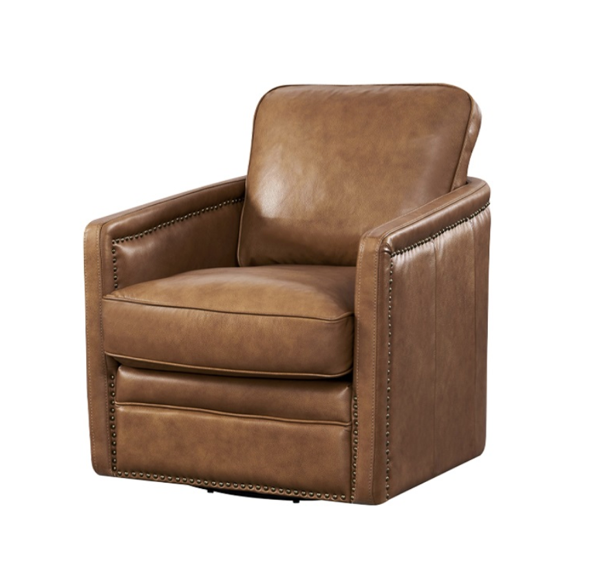 Camel leather chair with ottoman hot sale