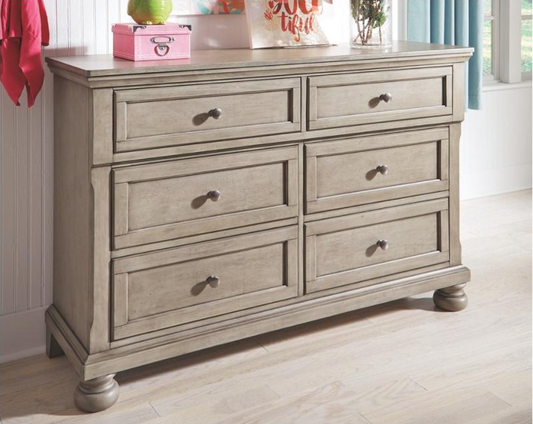 WEEKLY or MONTHLY. Letty 6-Drawer Light Gray Dresser