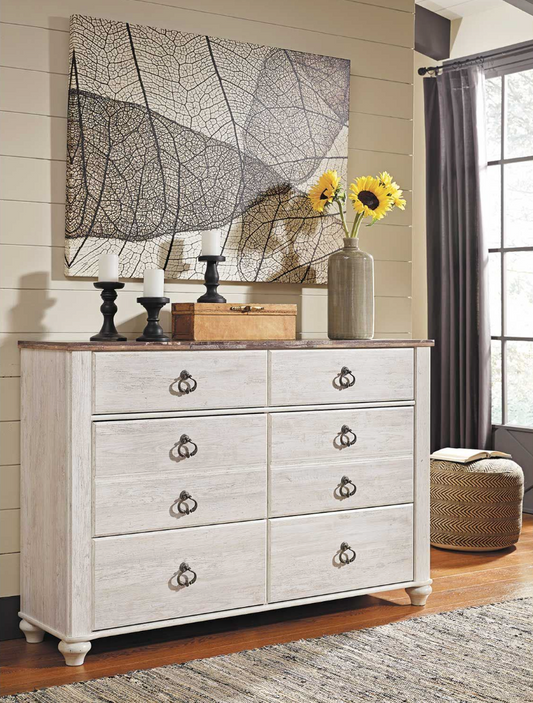 WEEKLY or MONTHLY. Willowton Whitewash Dresser