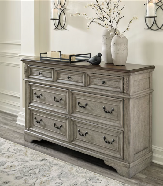 WEEKLY or MONTHLY. Lodebar Antique Gray and Brown Dresser