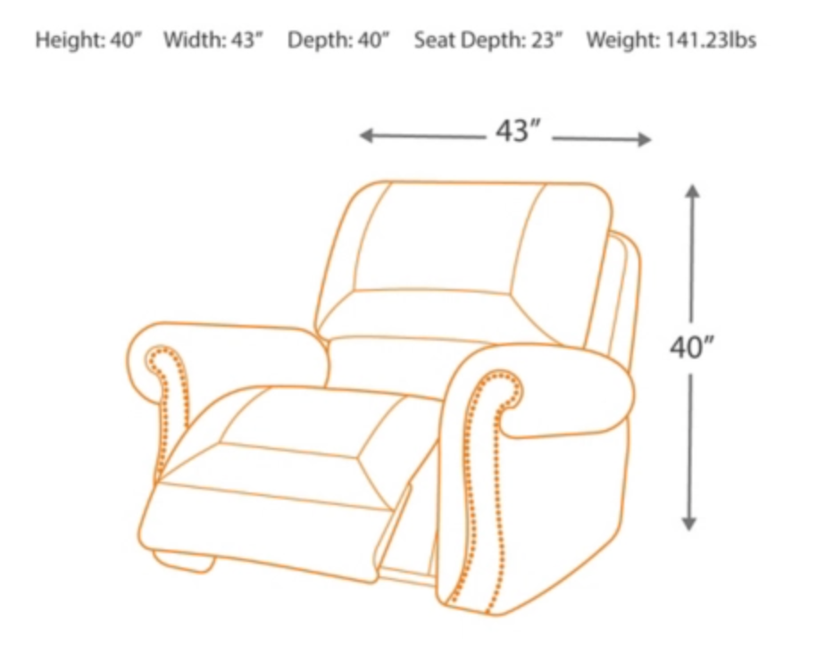 Average width of a recliner hot sale