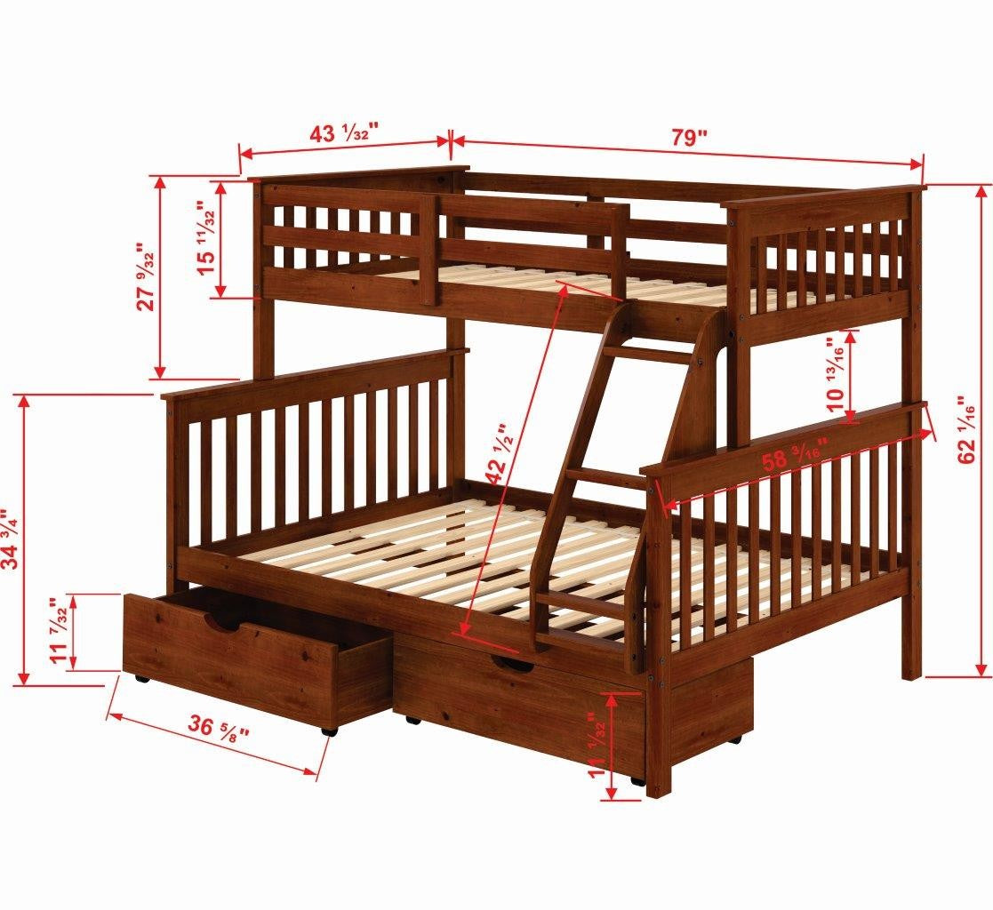 WEEKLY or MONTHLY. Light Espresso Twin over Full Mission Bunkbed