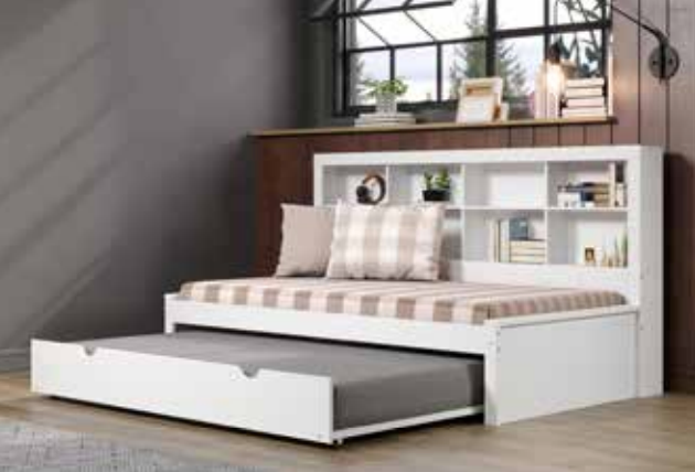 WEEKLY or MONTHLY. Glowing White Twin Bookcase Daybed