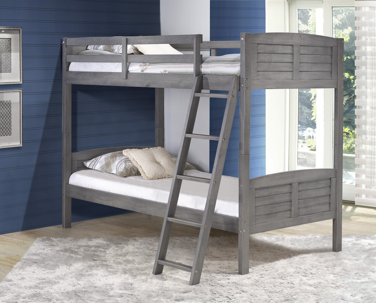 WEEKLY or MONTHLY. Antique Grey Twin over Twin Louver Bunkbed