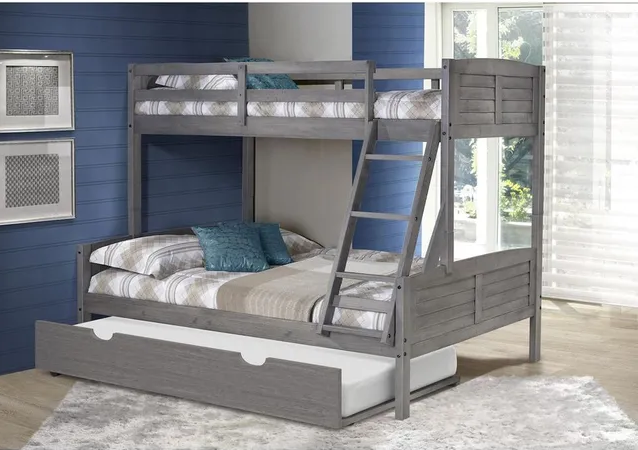 WEEKLY or MONTHLY. Antique Gray Louver Twin over Full Bunkbed