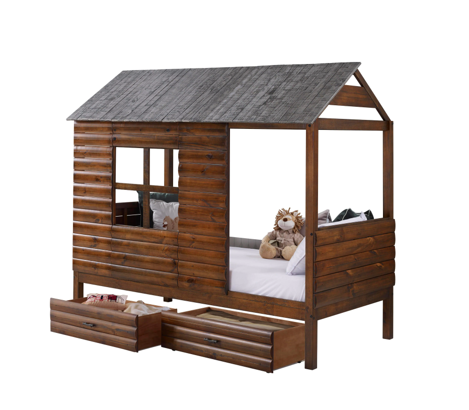 WEEKLY or MONTHLY. Twin Log Cabin Low Loft Bed with Dual Underbed Drawers