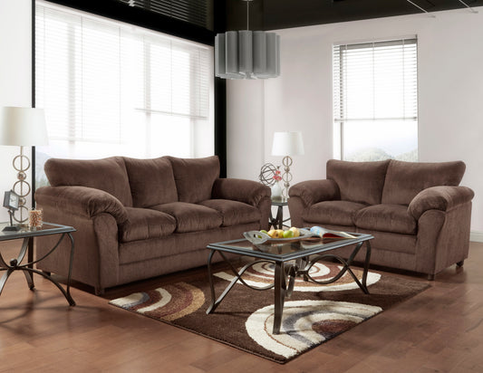 WEEKLY or MONTHLY. Puffy Chocolate Kennedy Couch and Loveseat