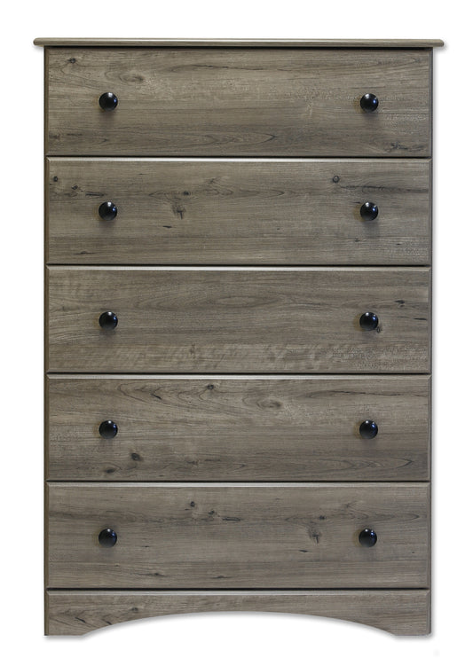 Weathered Gray Ash 5-Drawer Tallboy Chest