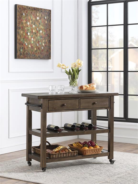 WEEKLY or MONTHLY. Orchard White Rub Kitchen Cart