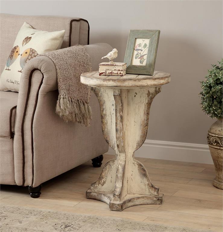 WEEKLY or MONTHLY. Skipper Shabby Cream Accent Table