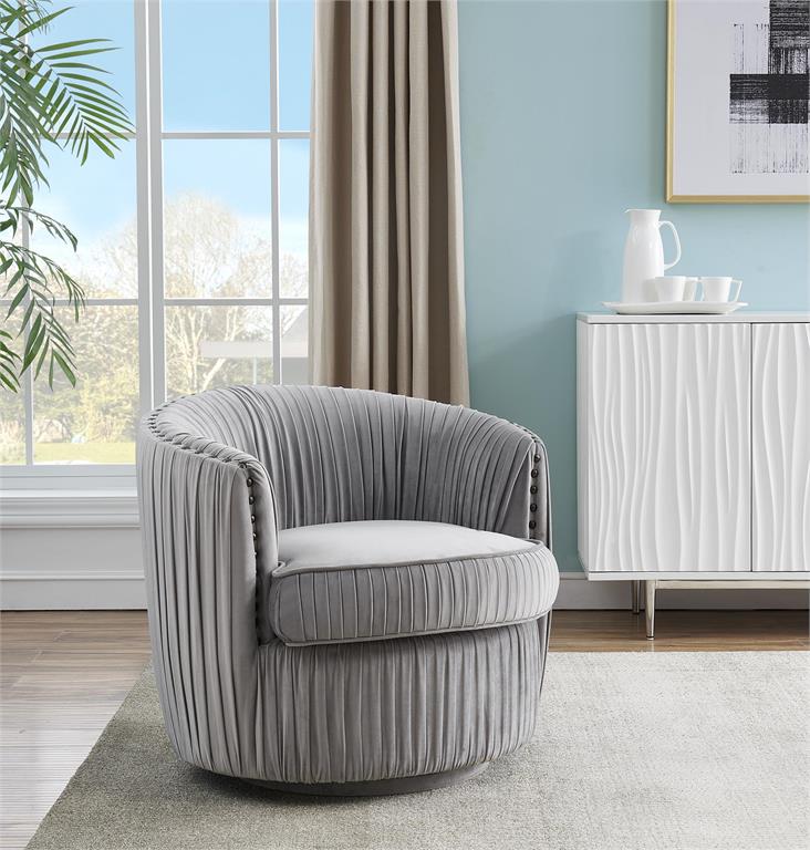 WEEKLY or MONTHLY. Soft Grey Novelty Swivel Barrel Chair