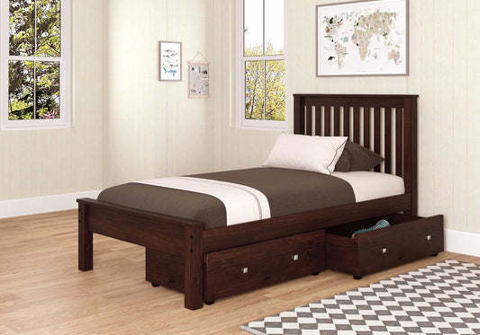WEEKLY or MONTHLY. Dark Cappuccino Twin Contempo Bed with Underbed Drawers