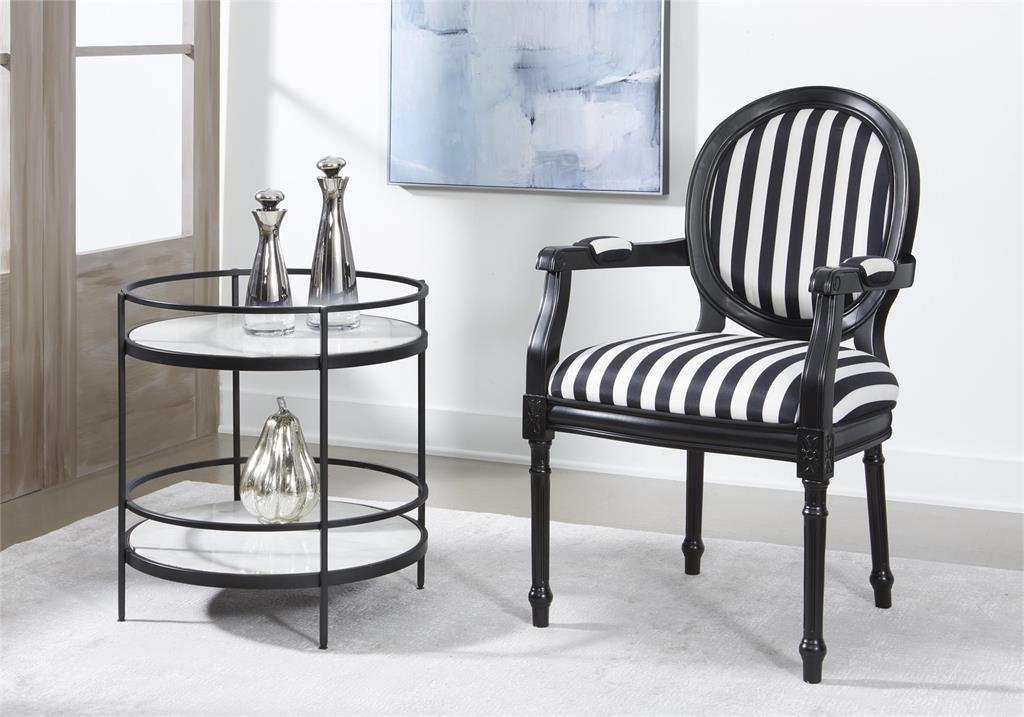 WEEKLY or MONTHLY. Maddie White and Black Accent Table