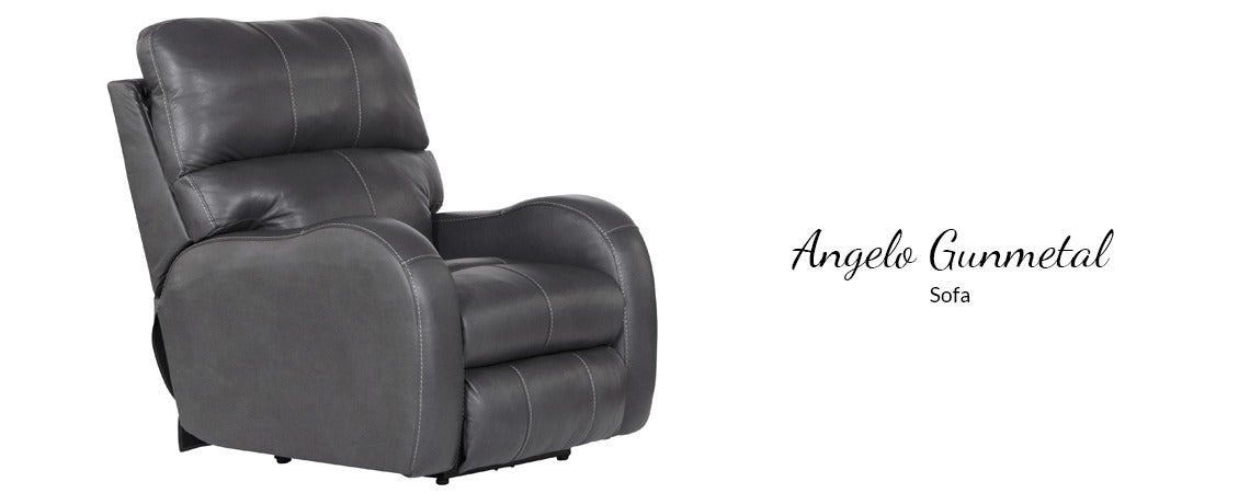 WEEKLY or MONTHLY. Angelo Gunmetal Power Reclining Couch and Loveseat