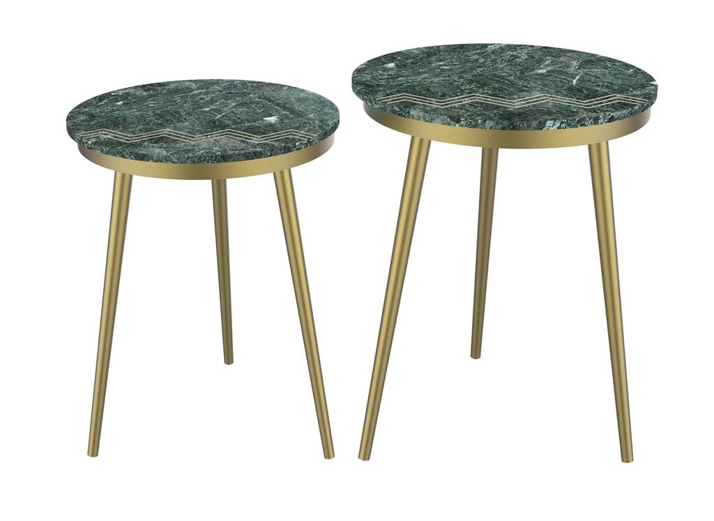Avery Green Marble Nesting Accent Tables