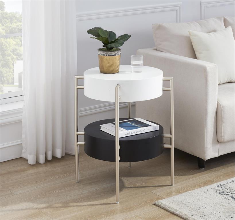 WEEKLY or MONTHLY. Clement White and Black Side Table