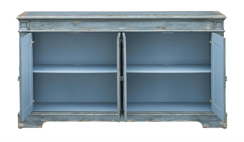 WEEKLY or MONTHLY. Clifton Distressed Blue Media Console