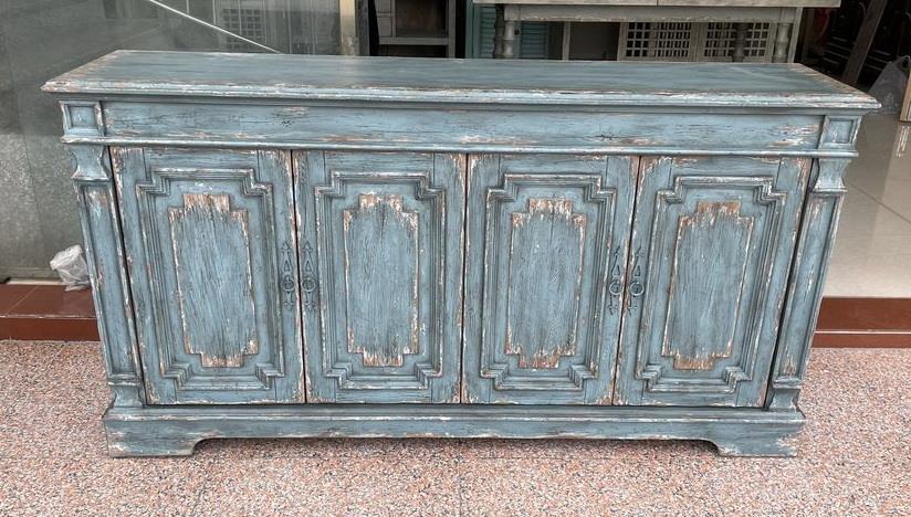 WEEKLY or MONTHLY. Clifton Distressed Blue Media Console