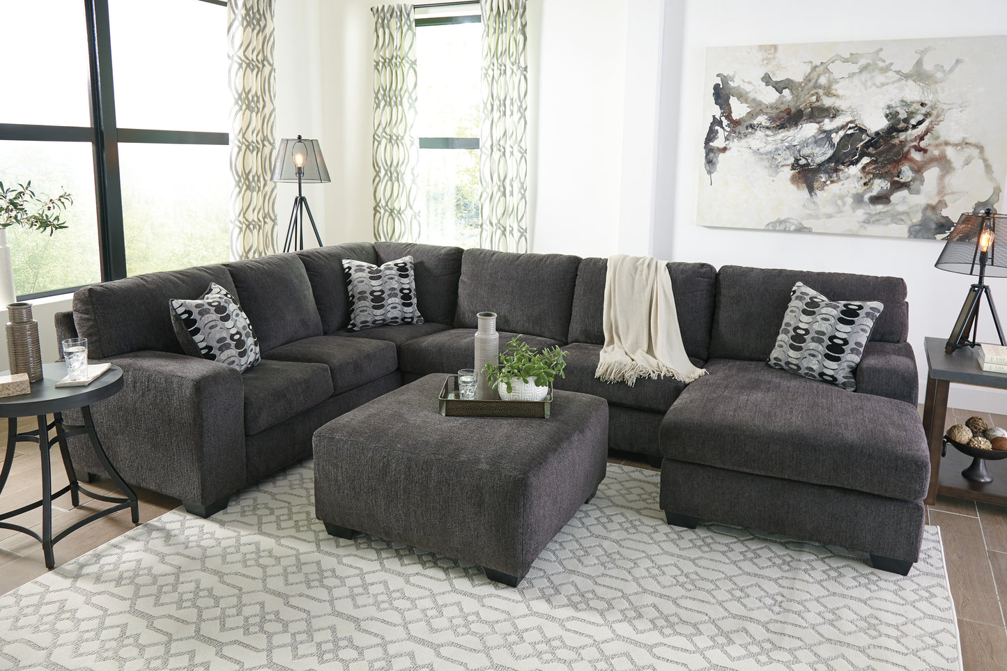 WEEKLY or MONTHLY. Ball State Platinum Chaise Sectional