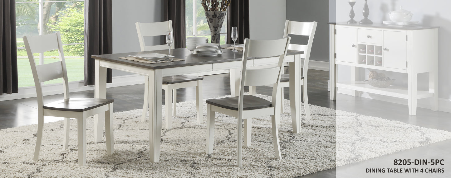 WEEKLY or MONTHLY. Grey and White Dining Table & 4 Chairs