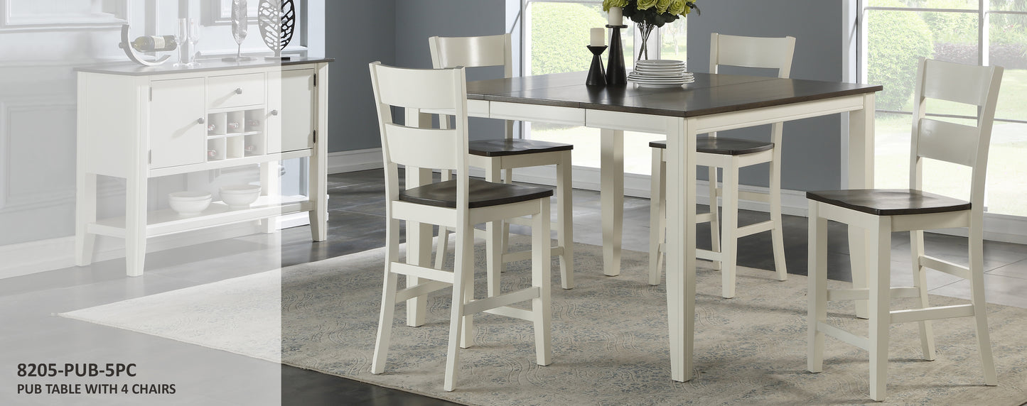 WEEKLY or MONTHLY. Grey and White Pub Table & 4 Chairs