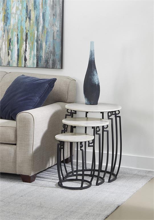 Pensacola White Marble Accent Nesting Tables