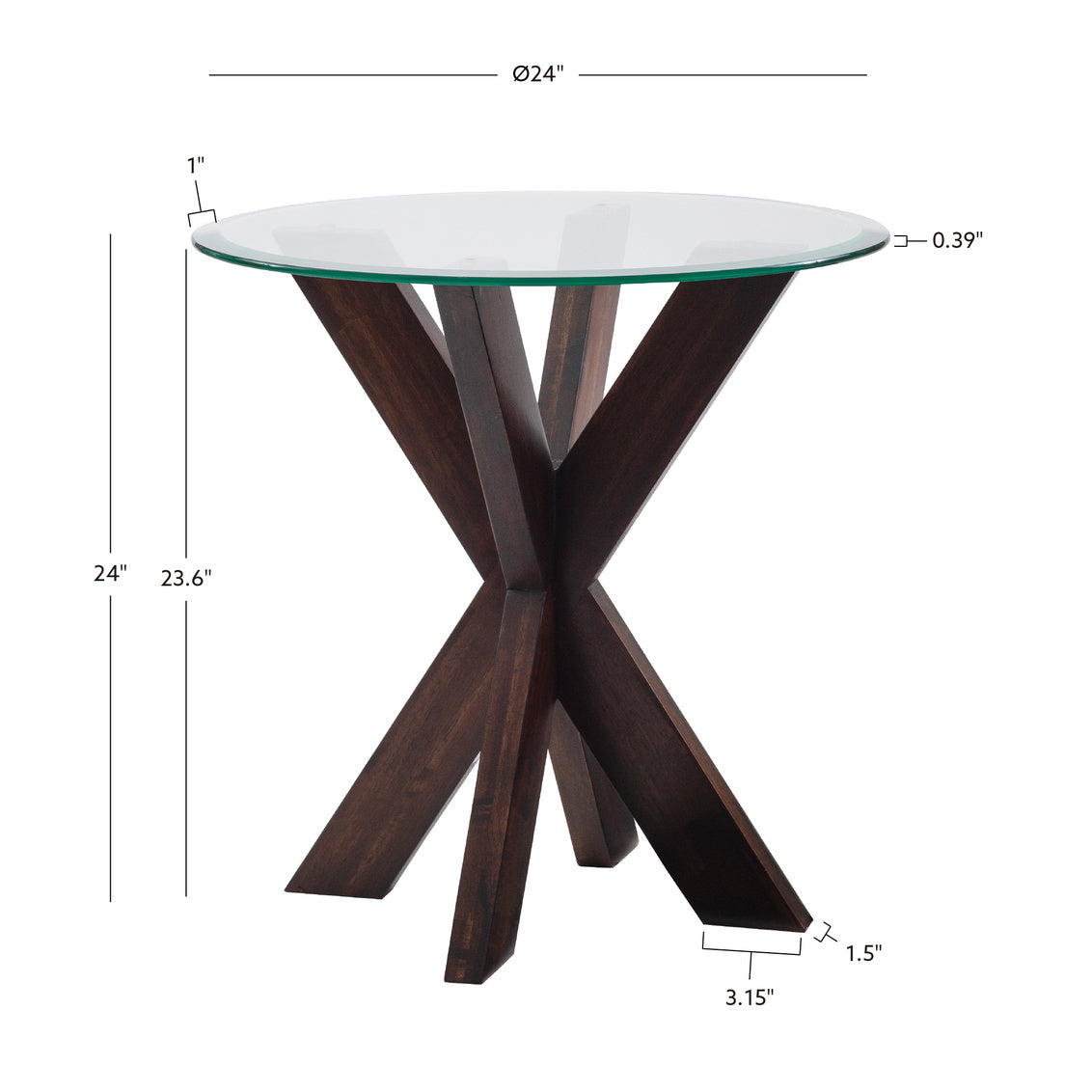 Auden Espresso Round Glass End/Side Table