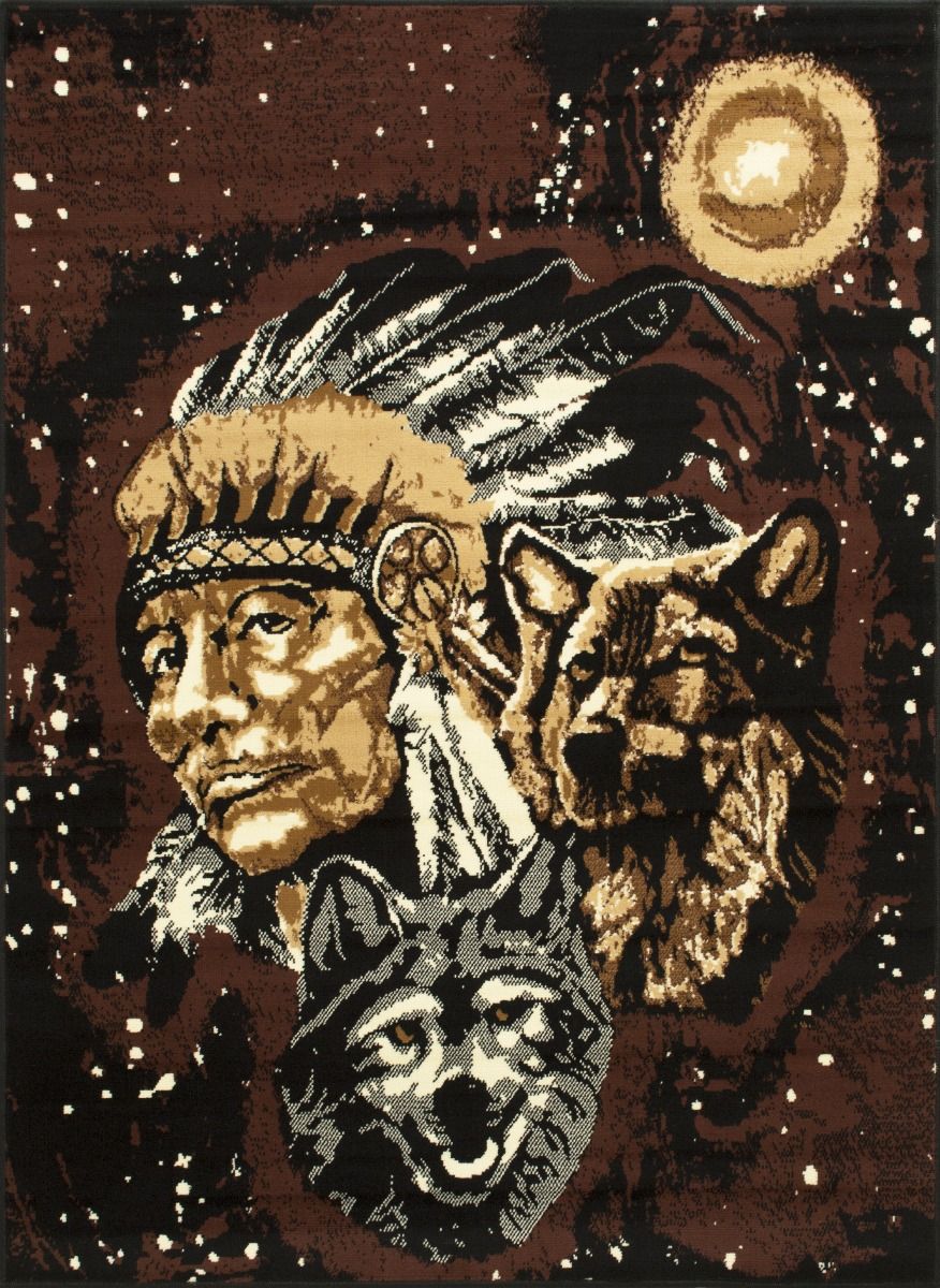 Indian with Wolves Rug