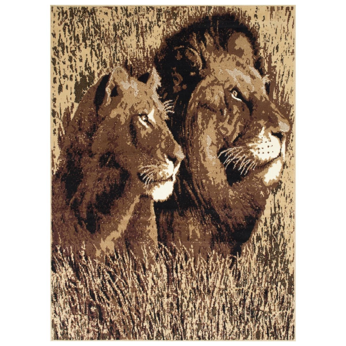 Lion & Lioness Head Rug