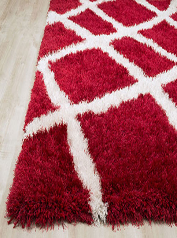 Afro White and Red Street Map Rug