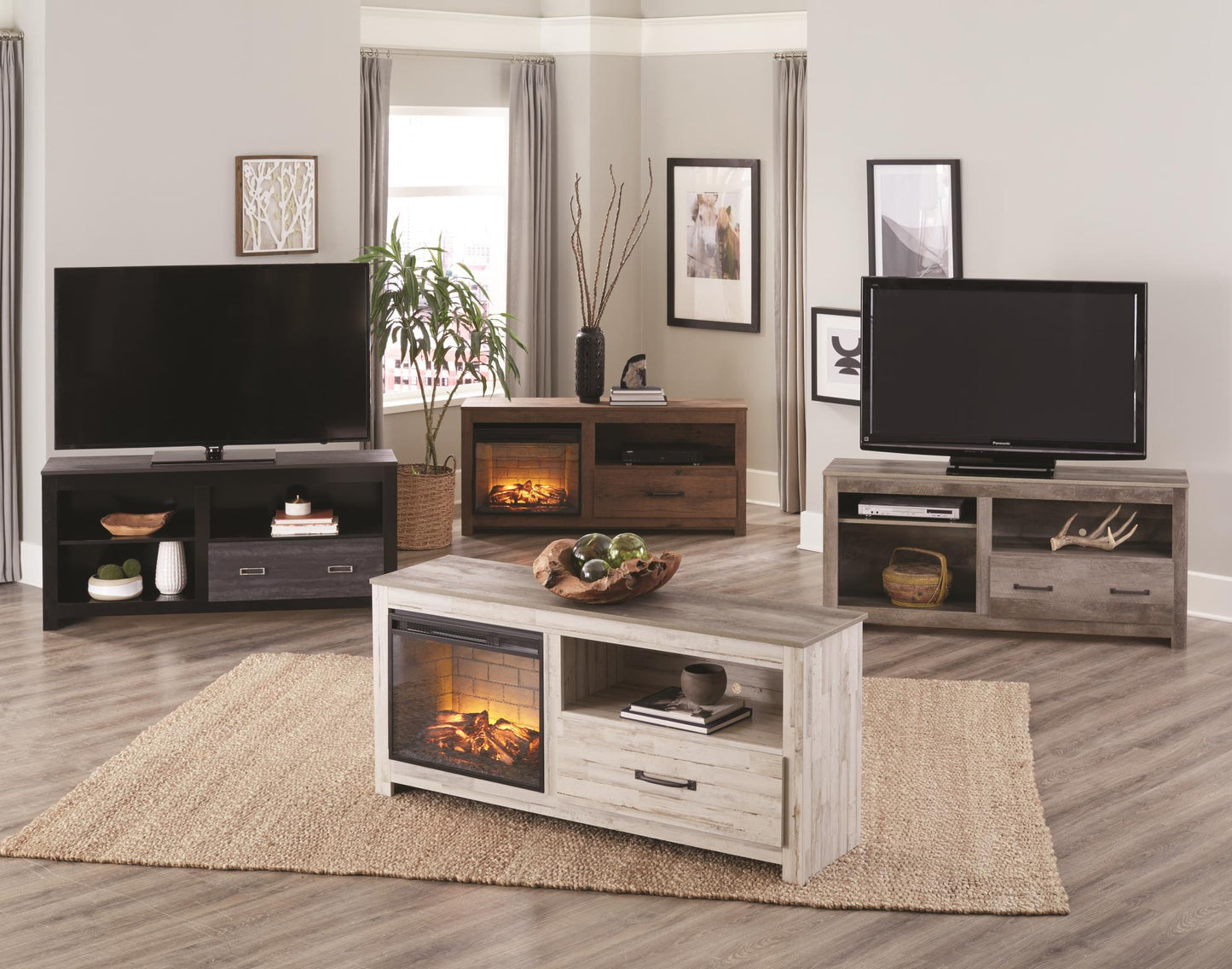 WEEKLY or MONTHLY. Aspen Rustic White Entertainment Console