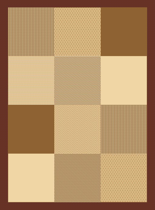Twelve Perfect Squares with Brown Border Design Rug