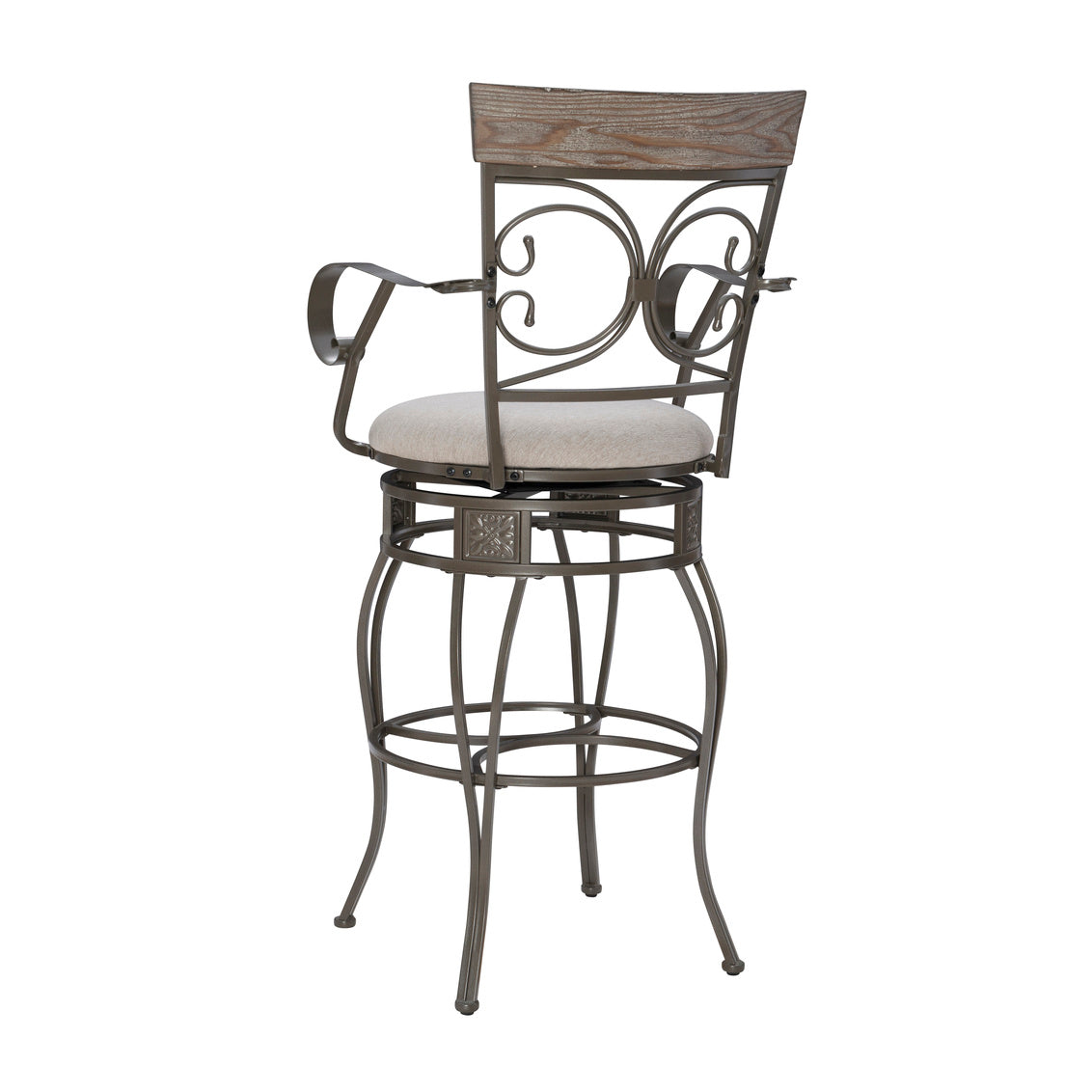 Brea Pewter Swivel Metal Counter Stool with Arms