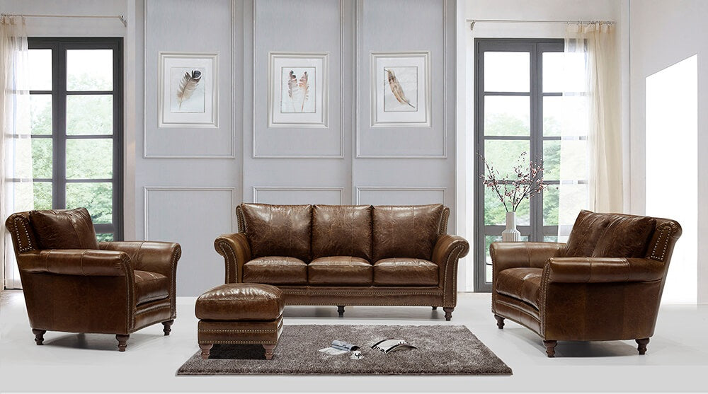 WEEKLY or MONTHLY. Chief Butler Top Grain Leather Couch Set