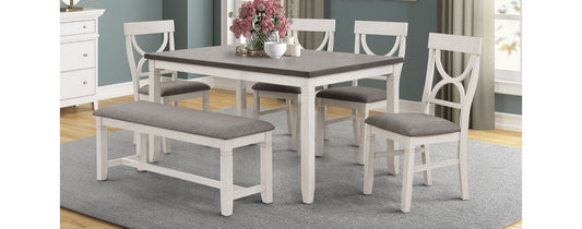 WEEKLY or MONTHLY. Anna Gray Table & 4 Side Chairs & Bench