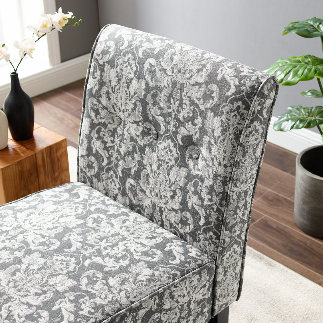 Coco Gray Damask Accent Chair