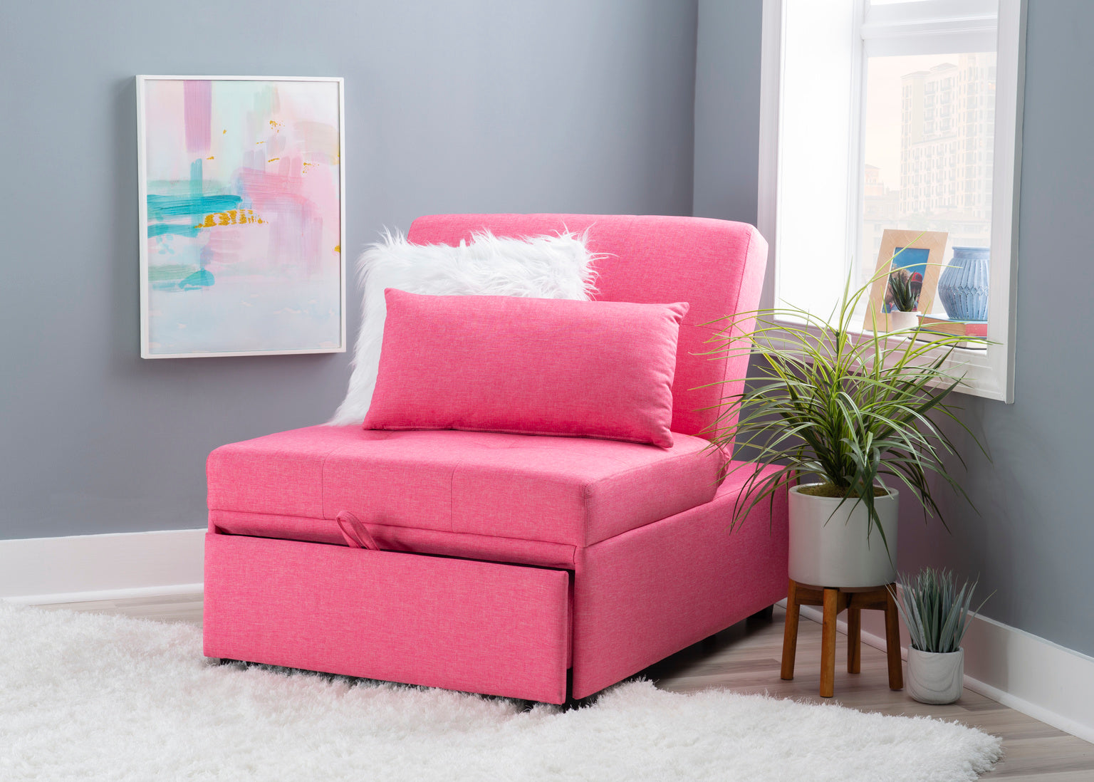 Pink convertible outlet chair