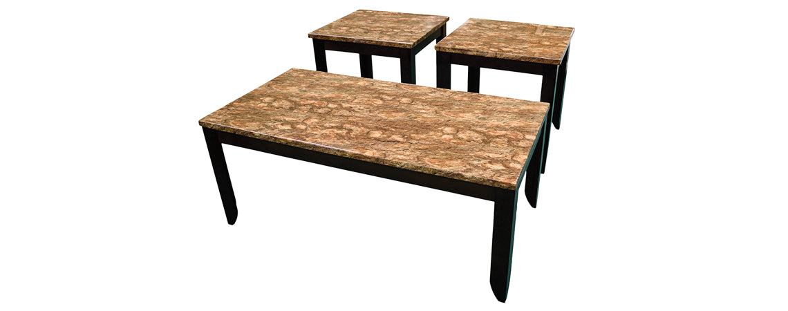 Desert Barkstone Coffee Table & 2 End Tables
