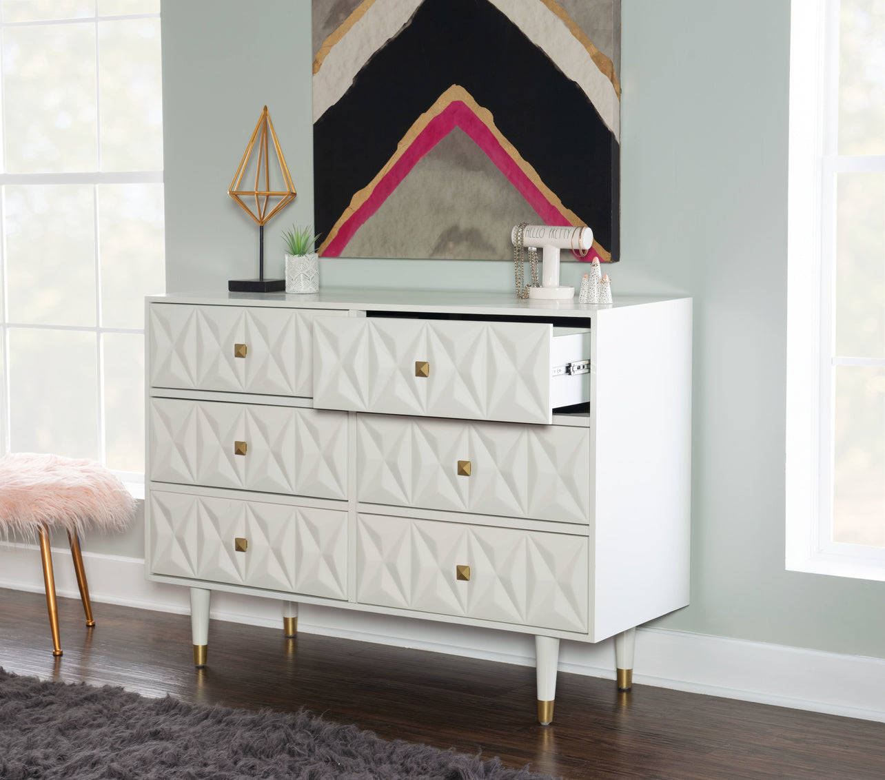 WEEKLY or MONTHLY. Geo White Nightstand