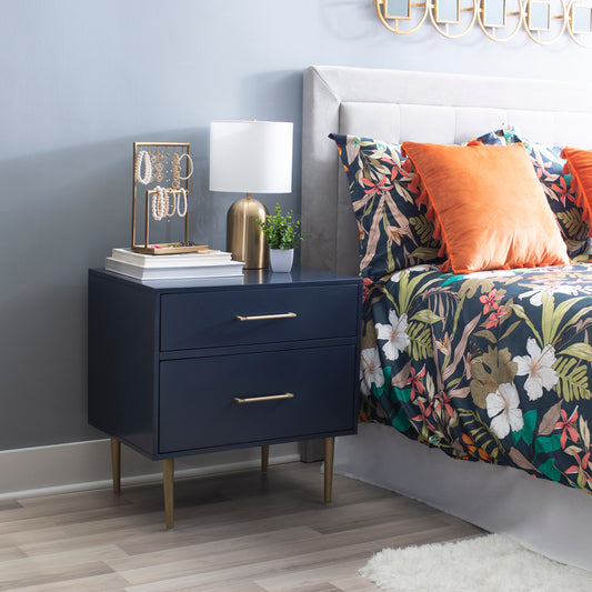 WEEKLY or MONTHLY. Gwyneth Glam Navy Blue Nightstand