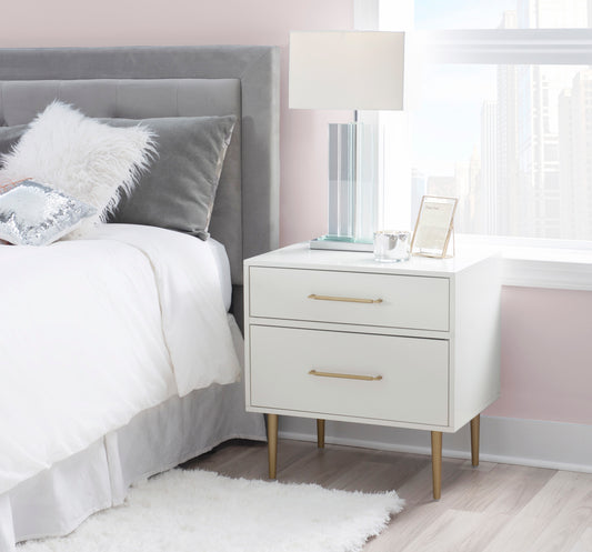 WEEKLY or MONTHLY. Gwyneth Glam White Nightstand