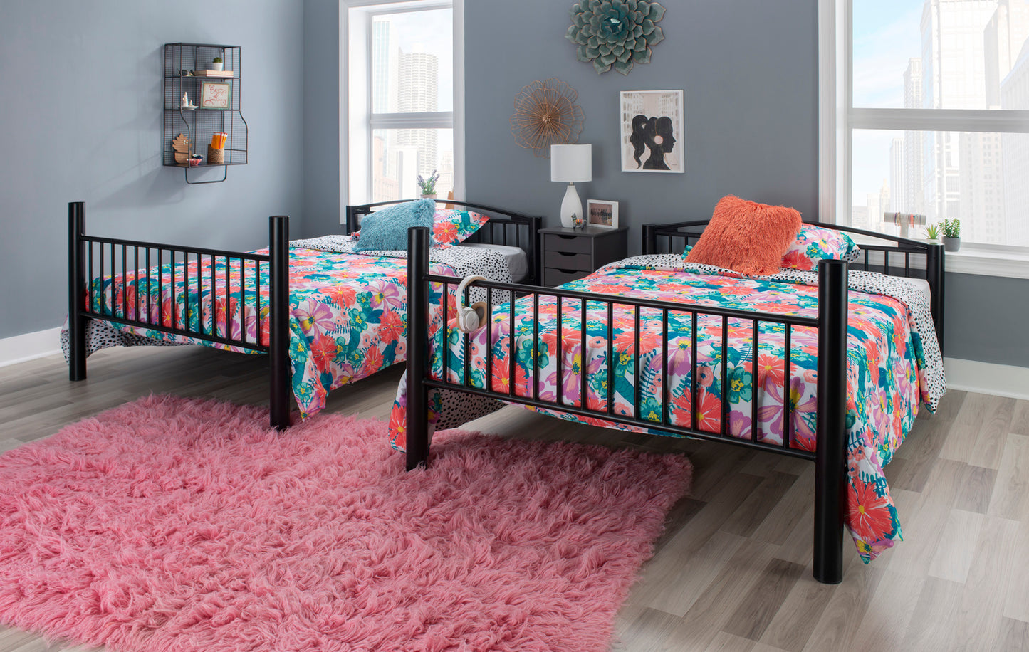 WEEKLY or MONTHLY. Bryson Black Full over Full Metal Bunk Bed