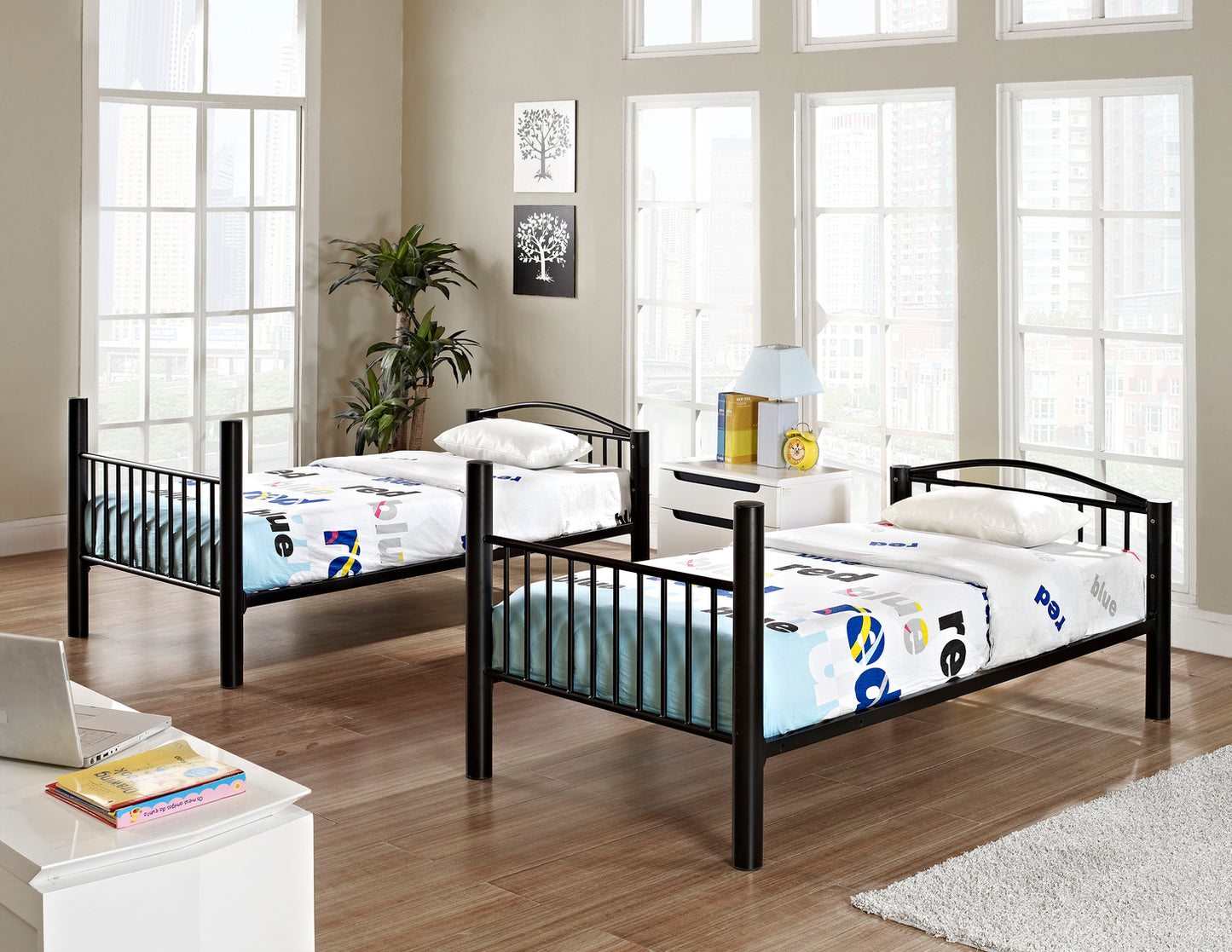 WEEKLY or MONTHLY. Bryson Black Twin over Twin Metal Bunk Bed