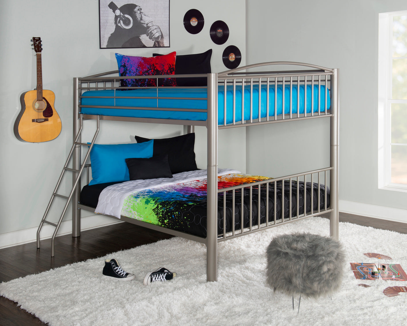WEEKLY or MONTHLY. Bryson Pewter Twin over Full Metal Bunk Bed