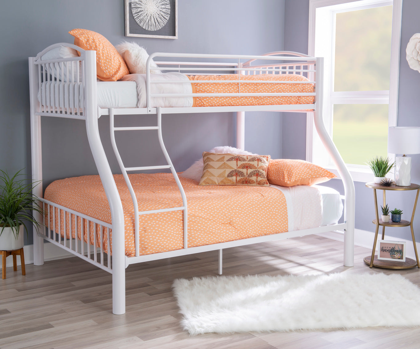 WEEKLY or MONTHLY. Bryson White Full over Full Metal Bunk Bed