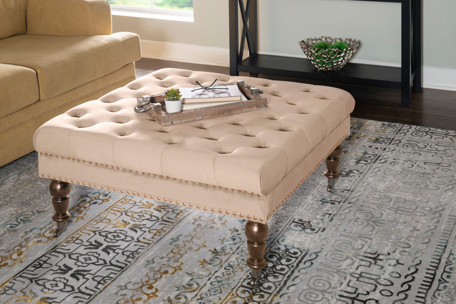 Coffee table store ottoman square